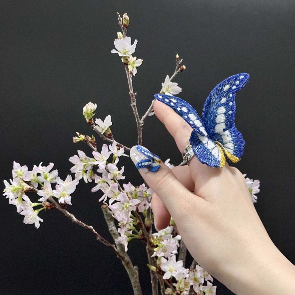 ヘレナモルフォ蝶と桜２
